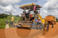 Road building engineered by a Chinese company near Agboville, Ivory Coast.