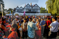 Janmashtami hindu festival at Bhaktivedanta manor, Watford, U.K. Queue outside the temple.