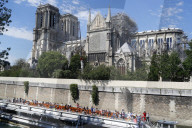 Notre Dame de Paris cathedral. After the fire. consolidation work. France.