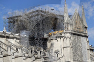 Notre Dame de Paris cathedral. After the fire. consolidation work. France.