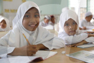 Nurunnaim mosque. Muslim children learning at Islamic school. Phnom Penh. Cambodia.