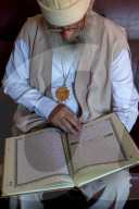 Bektachi (Bektashi) tekke in Gjakove, Kosovo. Kuran reading. Baba Mumin Lama.