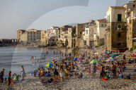 Cefalu beach, Sicily, Italy.