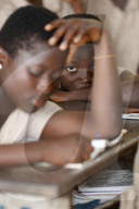 African primary school. Young girl in the class room. Lome. Togo.