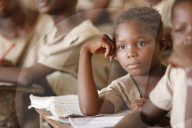African primary school. Young girl in the class room. Lome. Togo.