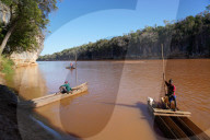 Pirogue excursion along Manambolo river crossing Tsingy de Bemaraha National Park, Melaky Region, Western Madagascar