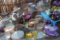 Food stalls in Bekopaka village, Tsingy de Bemaraha National Park, Melaky Region, Western Madagascar