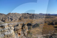Eroded sandstone rock formations at Isalo National Park, Fianarantsoa province, Ihorombe Region, Southern Madagascar
