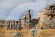 Eroded sandstone Queen rock formation, Isalo National Park, Fianarantsoa province, Ihorombe Region, Southern Madagascar