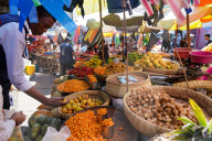 Food market close to Gare Soarano train station, Antananarivo, Madagascar