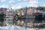 The town of Antananarivo, Lac Anosy and the Monument de l‚ÄôAnge Noir, Antananarivo, Madagascar