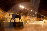 The great hall of the Palazzo della Ragione, with the largest roof unsupported by columns in Europe Padua, Italy, Europe