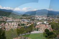 Bergamo lower town seen from Bergamo Alta, Lombardia, Italy, Europe