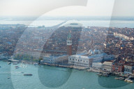 View of Venice from the helicopter, Venice Lagoon, Italy, Europe