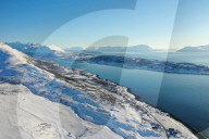 Nordlenangen, Lyngen peninsula, Troms county, Norway, Europe (drone)