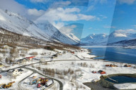 Nordlenangen, Lyngen peninsula, Troms county, Norway, Europe (drone)