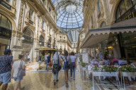 View of the interior of Galleria Vittorio Emanuele II, Milan, Lombardy, Italy, Europe