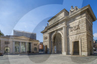 View of Porta Garibaldi in Piazza XXV Aprile, Milan, Lombardy, Italy, Europe