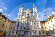 View of Catholic Church Maria Treu in Jodok Fink Platz, Vienna, Austria, Europe
