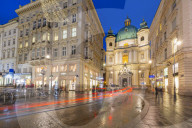 View of St. Peter's Catholic Church on Graben at dusk, Vienna, Austria, Europe