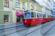 City tram near Rathausplatz, Vienna, Austria, Europe