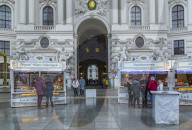 Christmas Market stalls in Michaelerplatz, Vienna, Austria, Europe