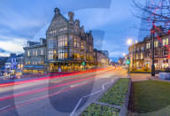 View of Parliament Street at Christmas, Harrogate, North Yorkshire, England, United Kingdom, Europe