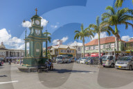 View of The Circus and Memorial Clock, Basseterre, St Kitts & Nevis, West Indies, Caribben, Central America