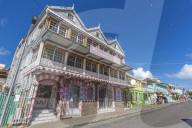 View of ornate and colourful architecture, Basseterre, St Kitts & Nevis, West Indies, Caribben, Central America