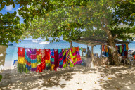 Colourful garments at Port Elizabeth, Admiralty Bay, Bequia, The Grenadines, St. Vincent and the Grenadines, Windward Islands, West Indies, Caribbean, Central America