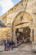 Entrance to Souk Khan al-Zeit Street in Old City, Old City, UNESCO World Heritage Site, Jerusalem, Israel, Middle East