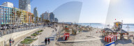 View of colourful buildings and promenade on Hayarkon Street, Tel Aviv, Israel, Middle East