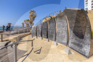 View of public garden commemorating first migrants who reached Israel by sea, London Square, Jaffa, Tel Aviv, Israel, Middle East
