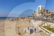 View of hotels and promenade on Hayarkon Street, Tel Aviv, Israel, Middle East