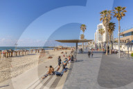View of hotels and promenade on Hayarkon Street, Tel Aviv, Israel, Middle East