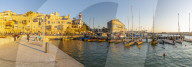Panoramic view of Jaffa Old Town harbour at sunset, Tel Aviv, Israel, Middle East