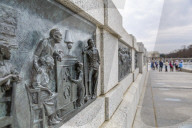 View of World War Two Memorial detail, Washington D.C., United States of America, North America