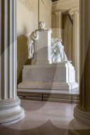 View of the statue of Abraham Lincoln, Lincoln Memorial, Washington, D.C., United States of America, North America