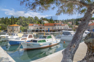 View of boats in the harbour in Cavtat on the Adriatic Sea, Cavtat, Dubronick Riviera, Croatia, Europe