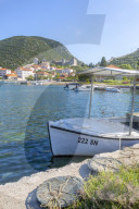 View of small harbour boats and restaurants in Mali Ston, Dubrovnik Riviera, Croatia, Europe