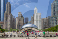View of Cloud Gate, the Bean, Millenium Park, Downtown Chicago, Illinois, United States of America, North America