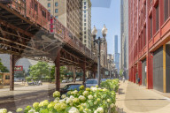 View of Loop train and skyscrapers, Downtown Chicago, Illinois, United States of America, North America