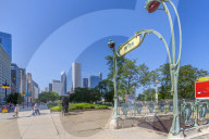 View of 'Paris' style Metro entrance, Downtown Chicago, Illinois, United States of America, North America