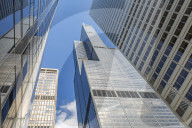 View of Willis Tower from street below, Chicago, Illinois, United States of America, North America