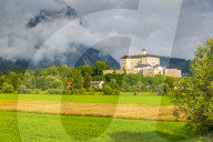 View of Trautenfels Castle, Schloss Trautenfels Museum, Unterburg, Styria, Austria. Europe