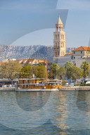 Split Harbour with Cathedral of Saint Domnius, Split, Dalmatian Coast, Croatia, Europe