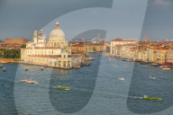 View of Venice from cruise ship at daybreak, Venice, Italy, Europe
