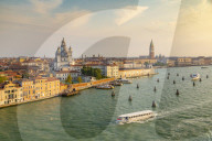 View of Venice from cruise ship at daybreak, Venice, Italy, Europe