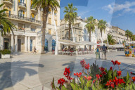 View of buildings and cafes on the Promenade, Split, Dalmatian Coast, Croatia, Europe