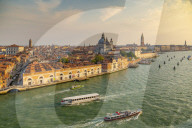 View of Venice from cruise ship at daybreak, Venice, Italy, Europe